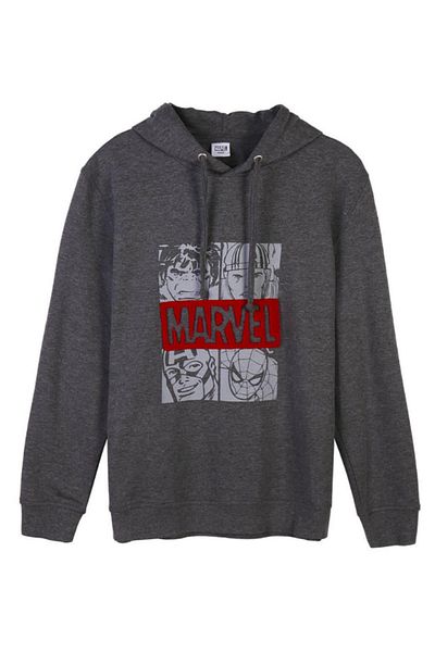Marvel Men's hoodie, 100% cotton, gray, size L, Marvel