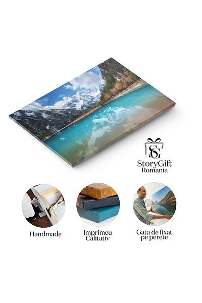 StoryGift Romania Tablou Canvas Cu Reflexii In Apa Dolomitilor - Calatorind Prin Peisajul Iernii