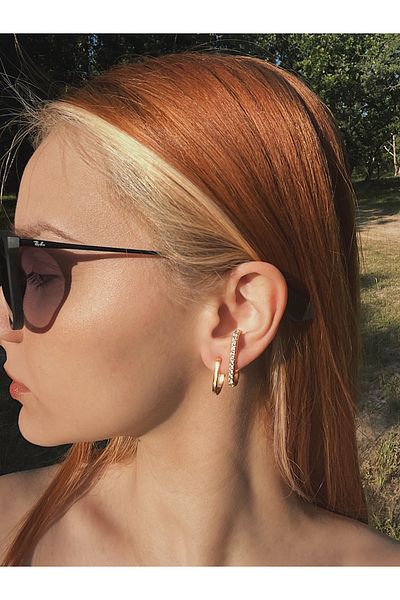 LUNARJA Double Parallel Design Zircon Stone Detailed Steel Earrings