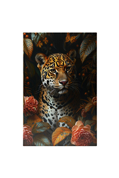 StoryGift Romania Tablou Canvas Leopardul Veghetor în Jungla Tropicală Flutur...