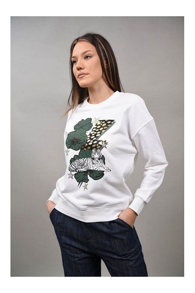 Y TWO WOMEN SPORTS SWEATSHIRT WITH TIGER PRINT GENEVA White ONE SIZE