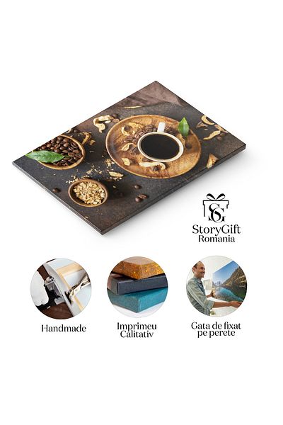 StoryGift Romania Tablou Canvas: Cafea si Ciuperci - Un Deliciu Aromat si Sanatos pentru iubitorii de Ciuperci