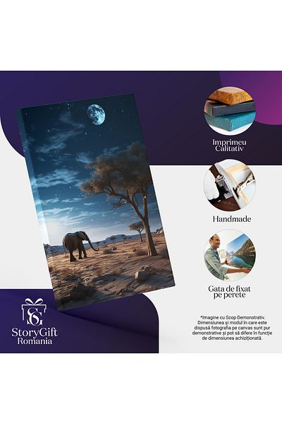 StoryGift Romania Tablou Canvas: Elefant Care Se Plimba Singur Prin Safari Pustiu Si Linistit Din Care Se Zarest