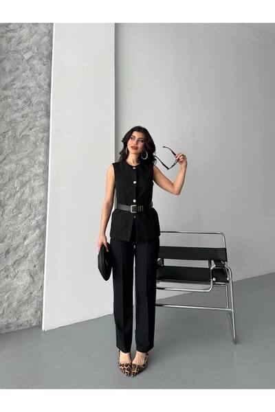 Bella Breeze بدلة نسائية مكونة من قطعتين سترة بحزام Palazzo Pants