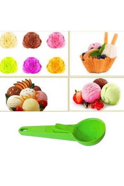 tedaks Practical Latched Plastic Ice Cream Serving Presentation Scoop Spoon Green