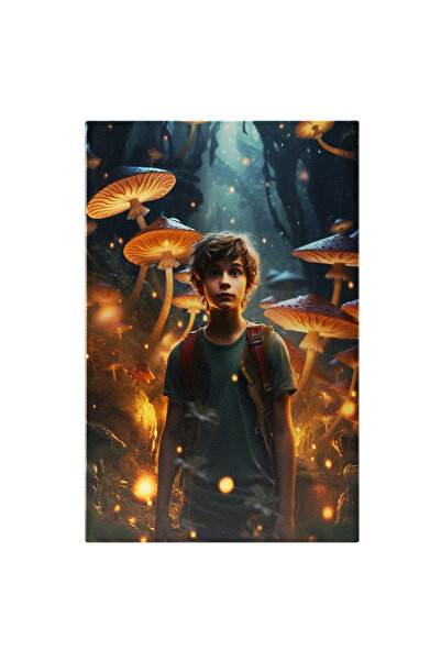 StoryGift Romania Tablou Canvas: Băiat Explorator și Ciuperci Gigant- Fotogra...