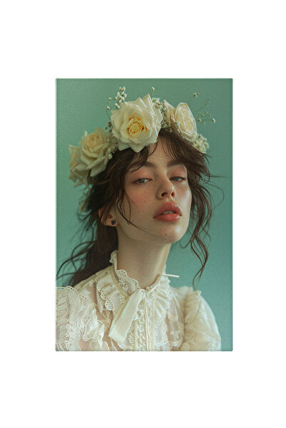 StoryGift Romania Tablou Canvas Petalele Albe de Trandafiri pe Creștetul Fete...