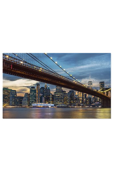 StoryGift Romania Canvas Print New York City Silhouette and Brooklyn Bridge at Sunset, Manhattan, urban architecture, S