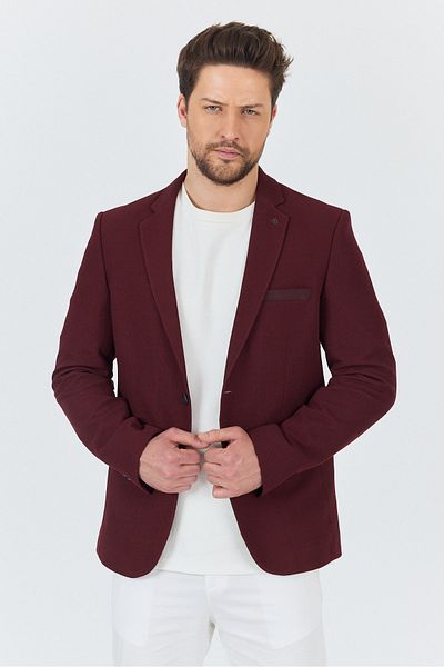 Frappoli Vorteks Men's Burgundy Lycra Flexible Fabric Slim Fit Sports Blazer Jacket