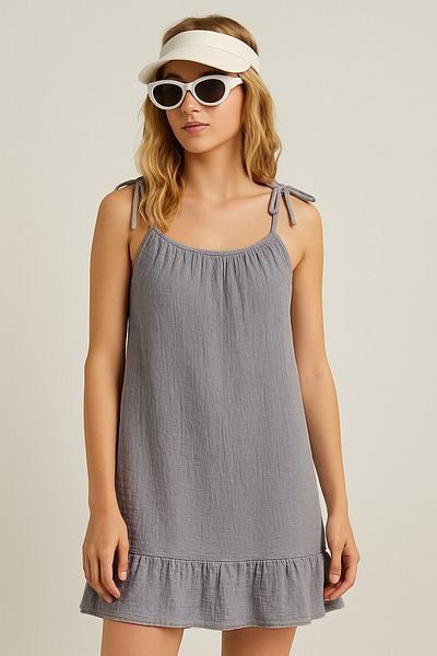 cotton maison Φόρεμα παραλίας με βολάν με λουράκια μουσελίνας - Καλοκαιρινή κομψότητα & άνεση