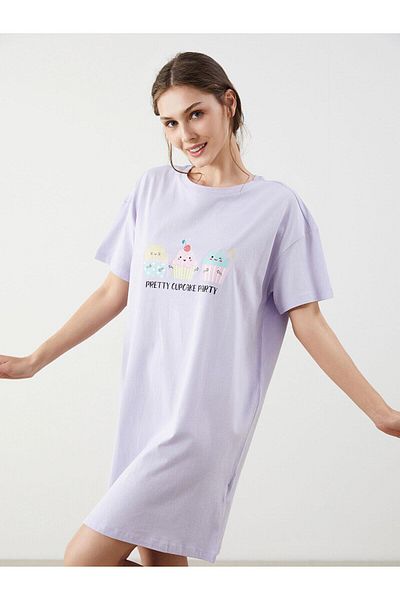 LC Waikiki Cămașă de noapte pentru femei cu imprimeu LCW Young Crewneck (S5)