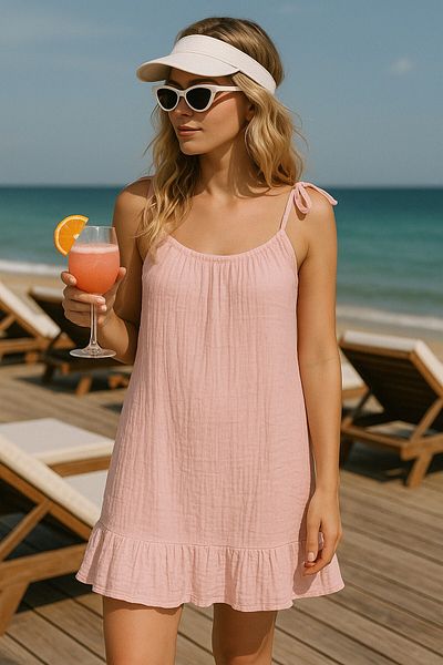 cotton maison Φόρεμα παραλίας με βολάν με λουράκια μουσελίνας - Καλοκαιρινή κομψότητα & άνεση