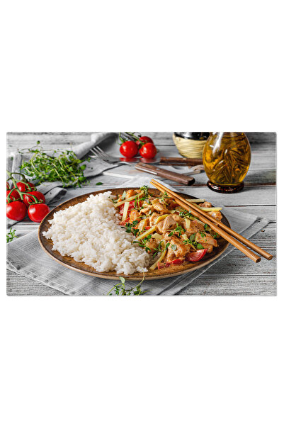 StoryGift Romania Tablou Canvas: Bucurati-va de Deliciile Verzi ale Orezului Condimentat, Decorat cu Coriandru, C