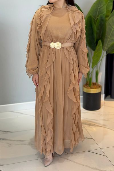 Missemramiss Special Ruffle Dress 4807 Beige