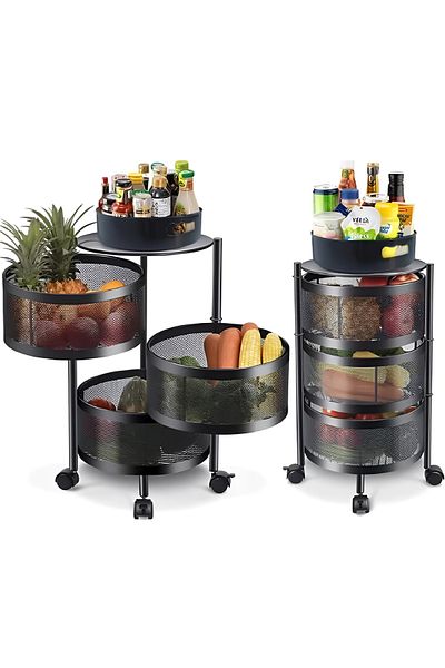 Cady One 3-Tier Revolving Kitchen Organizer, Metal Round Kitchen Storage Rack
