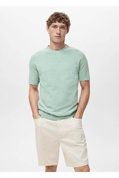 MANGO Man Pamuklu ince dokuma tişört