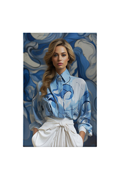 StoryGift Romania Tablou Canvas: Portret Model Feminin Blond Îmbrăcat în Alb ...