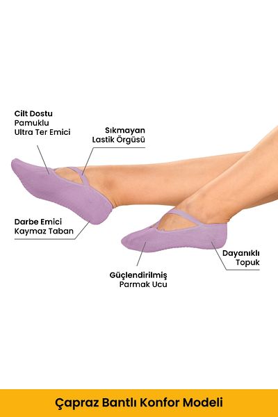Dore Original Women's 2 Pairs Anti-Slip Sole Pilates Yoga Dance Ballet Plates Anti-Slip Socks - Standard Size