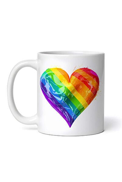 OEM Personalized white mug, Rainbow Heart Dance, INOVATIX®. 330ml