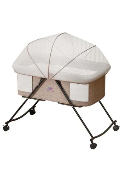 BabyCara سرير أطفال هزاز 2 في 1 بارتفاعات قابلة للتعديل، سرير قابل للطي والحمل، مناسب للأطفال حديثي الولادة، لون كاكي