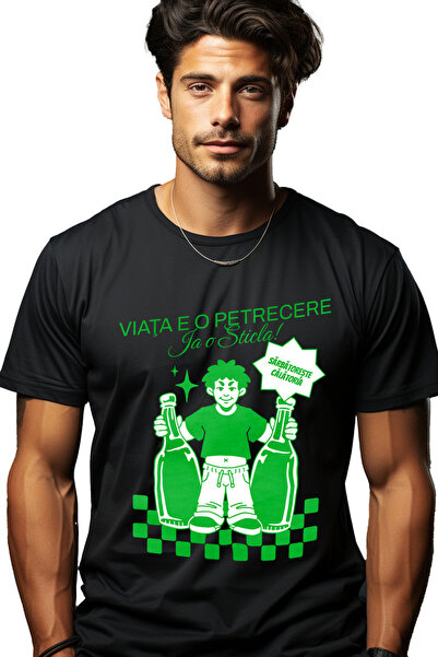 StoryGift Romania Tricou Barbati Viata E O Petrecere. Ia O Sticla Barbat Alco...