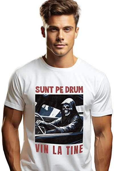 StoryGift Romania Tricou Barbati Vin La Tine Moartea E Pe Drum In Masina Cu I...