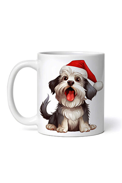 OEM Cană albă personalizată, Yorkshire Terrier cu pălărie de Crăciun, INOVATI...