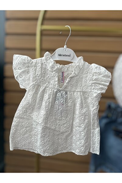 Bellarose Frilly Lace Blouse, Denim Skirt and Knitted Hat Girl's Set 3-Piece Combination