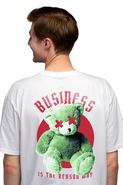 StoryGift Romania Tricou Barbati Ursulet Verde Cu Mesajul in Engleza Business is the Reason Why si Design NF STG