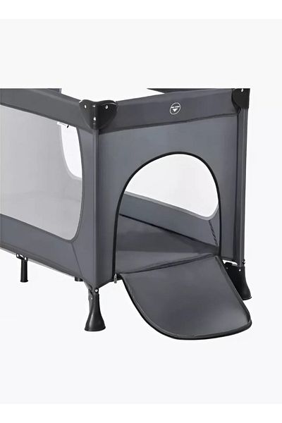 BabyCara Playpen Cot Quick Foldable Baby Bed With Zipper Door And Carrying Bag 120x60 Grey