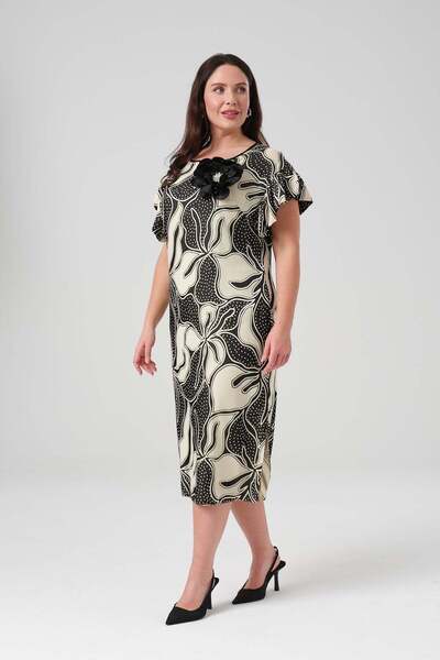 Gemko فستان منقوش بالزهور بأكمام واسعة - عظمة