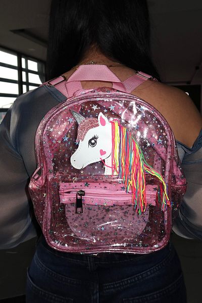 TAKIŞTIR Rucsac pentru copii de culoare roz transparent cu unicorn