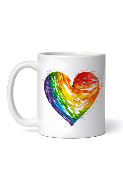 OEM Cană albă personalizată, Inimă Rainbow Confusion, INOVATIX®. 330ml