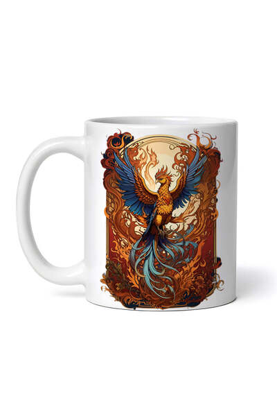 OEM Cană albă personalizată, Pasărea Phoenix, INOVATIX®. 330ml