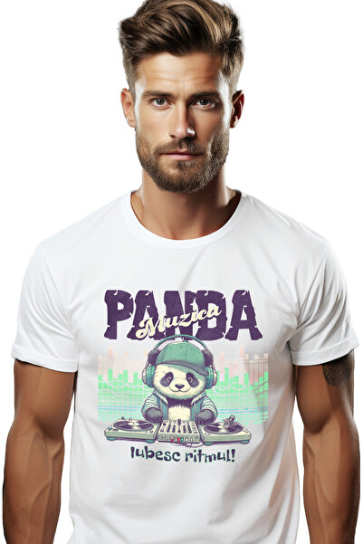 StoryGift Romania Tricou Barbati Urs Panda Dj Iubesc Ritmul Muzica Cu Imprime...