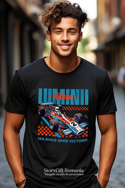 StoryGift Romania Men's T-shirt the speed of light takes me to victory formula 1 racing car with print on