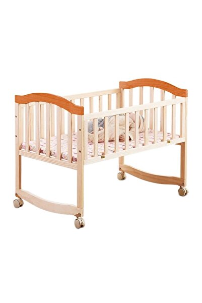 BabyCara سرير أطفال هزاز خشبي 2 في 1، 90×55 سم، لون طبيعي