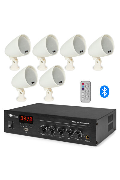 Audiosat Sistem audio terasa si gradina, 6 boxe albe, bluetooth, USB