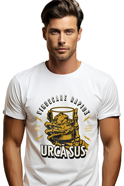 StoryGift Romania Tricou Barbati Vindecare Rapida, Urca Sus Pahar Cu Alcool C...