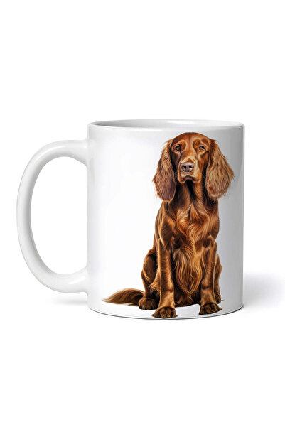 OEM Cană albă personalizată, Setter Irlandez așezat, INOVATIX®. 330ml