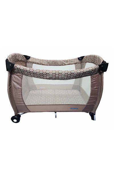 BabyCara Multi-Purpose Nursery Playpen Foldable Cot And Diaper Changer Baby Bed Carry Bag 110x60 Brown