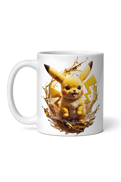 OEM Cană albă personalizată, Pokemon Pikachu fericit, INOVATIX®. 330 ml