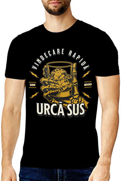 StoryGift Romania Tricou Barbati Vindecare Rapida, Urca Sus Pahar Cu Alcool C...