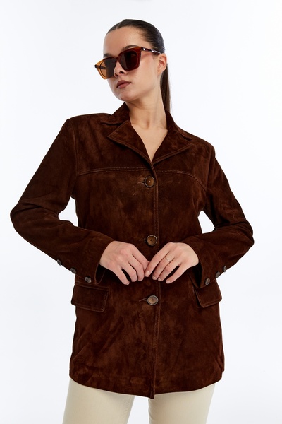 CE-YIL DERİ ÜRÜNLERİ kadın hakiki deri süet ceket