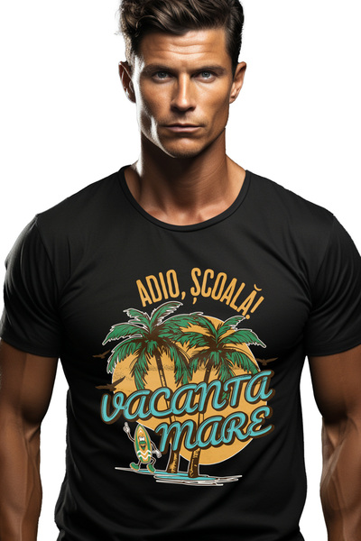 StoryGift Romania Tricou Barbati Vacanta Mare! Adio, Școala! Insula Tropicala...