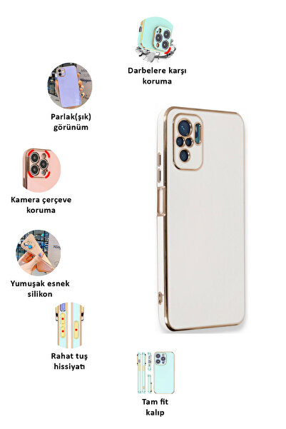 CEPSTOK Xiaomi Redmi Note 10/Note 10S Kılıf Kenar Detaylı Yumuşak Parlak Silikon