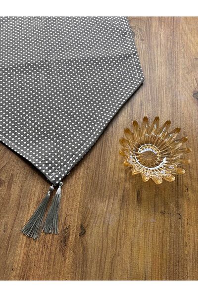 HALFART Γκρι πουά Duck Linen Runner |   Αδιάβροχο, ανθεκτικό στους λεκέδες |   Κομψή και μοντέρνα διακόσμηση τραπεζιού