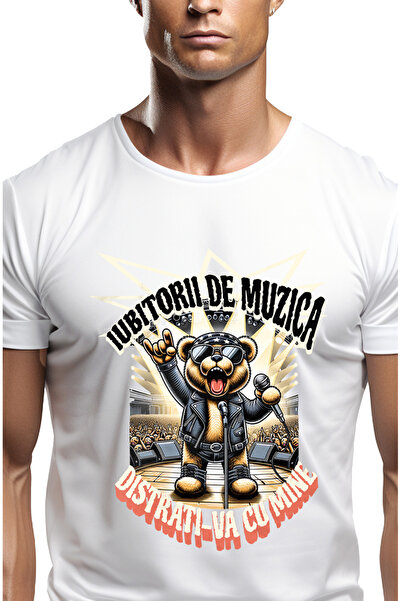 StoryGift Romania Tricou Barbati Urs Pe Scena Iubitorii De Muzica Distrati-va...