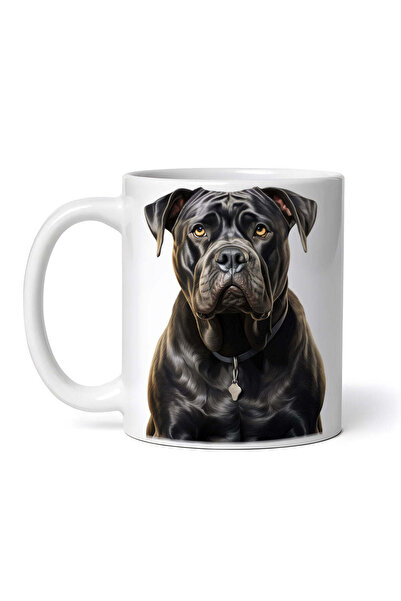 OEM Cană albă personalizată, portret de câine Pitbull, INOVATIX®. 330ml