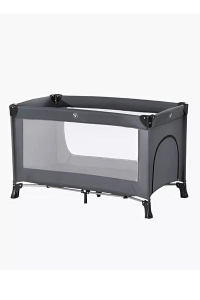 BabyCara Playpen Cot Quick Foldable Baby Bed With Zipper Door And Carrying Bag 120x60 Grey